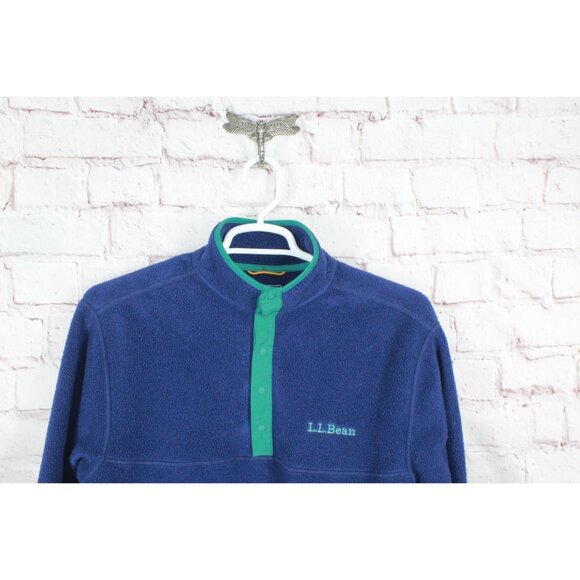 LL Bean Classic Fleece Lightweight Pullover Sweater Polyester Blue Size Small - Picture 3 of 10